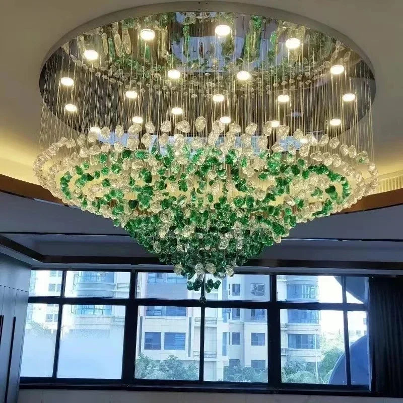 Lunaria Crystal Stone Chandelier – Grand Luxury Ceiling Lighting D80 X H80 CM / Tricolour light