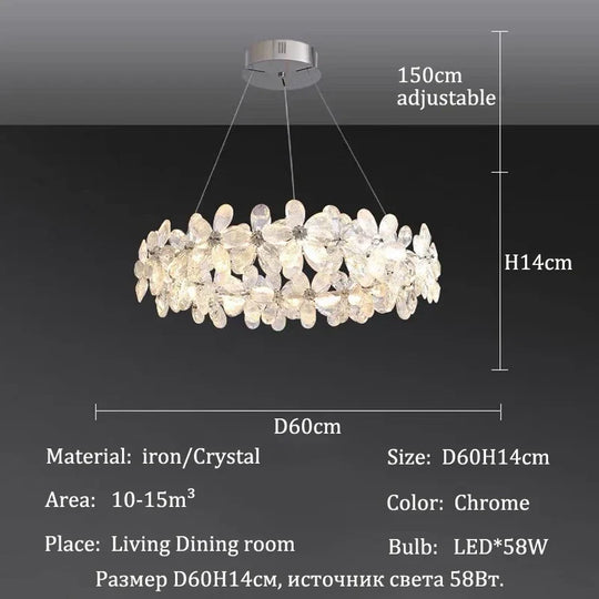 Celestia Modern Petal Crystal Chandelier – Luxury Chandelier D60cm / warm light 3000k