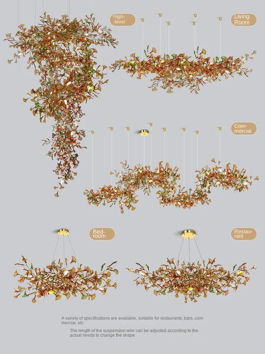 Elysian Ginkgo Glass Pendant Chandelier – Modern Luxury Lighting