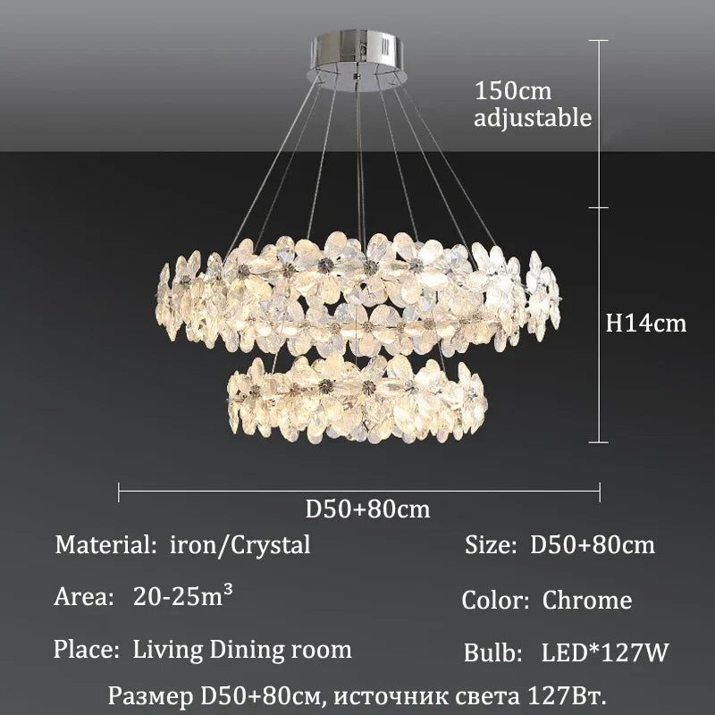 Celestia Modern Petal Crystal Chandelier – Luxury Chandelier D50 80cm / warm light 3000k