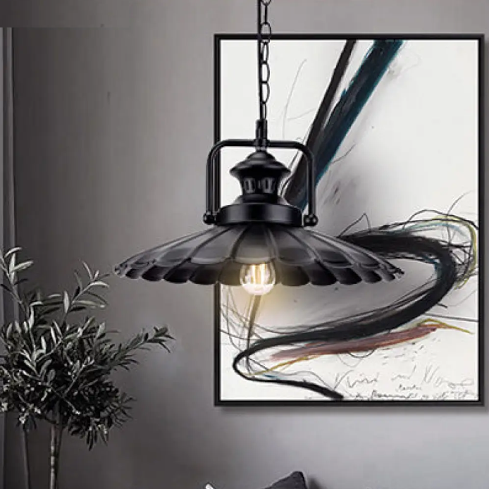 Vintage Industrial Pendant Light Black Metal Cone Pendant Lamp for Indoor Use with 1 Light