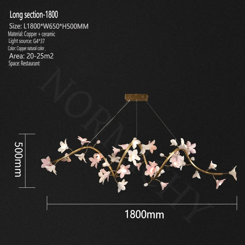 Florencia Ceramic Flower Chandelier – Postmodern Luxury Lighting 180X50CM