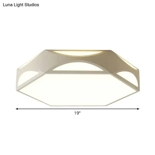 Contemporary Black/White Hexagon Led Flush Light Ceiling Mount