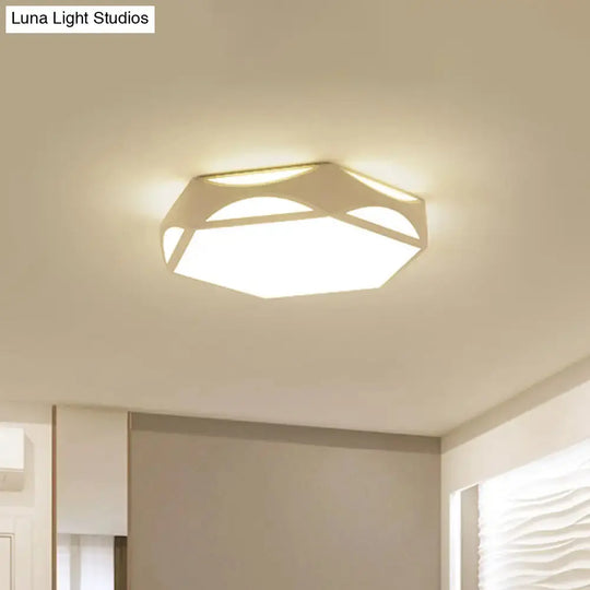 Contemporary Black/White Hexagon Led Flush Light Ceiling Mount