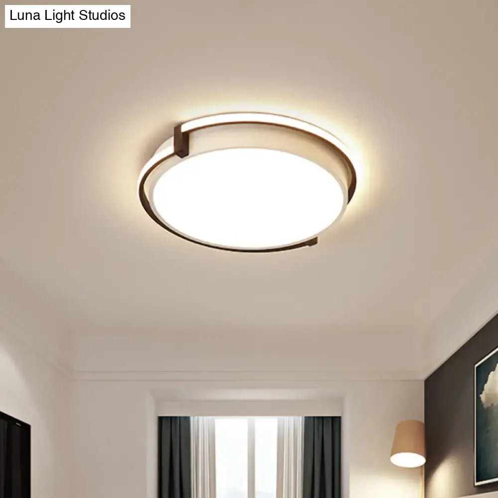 Dorm Room Led Flushmount Ceiling Light With Minimalist Design And Acrylic Shade (Grey/White) -