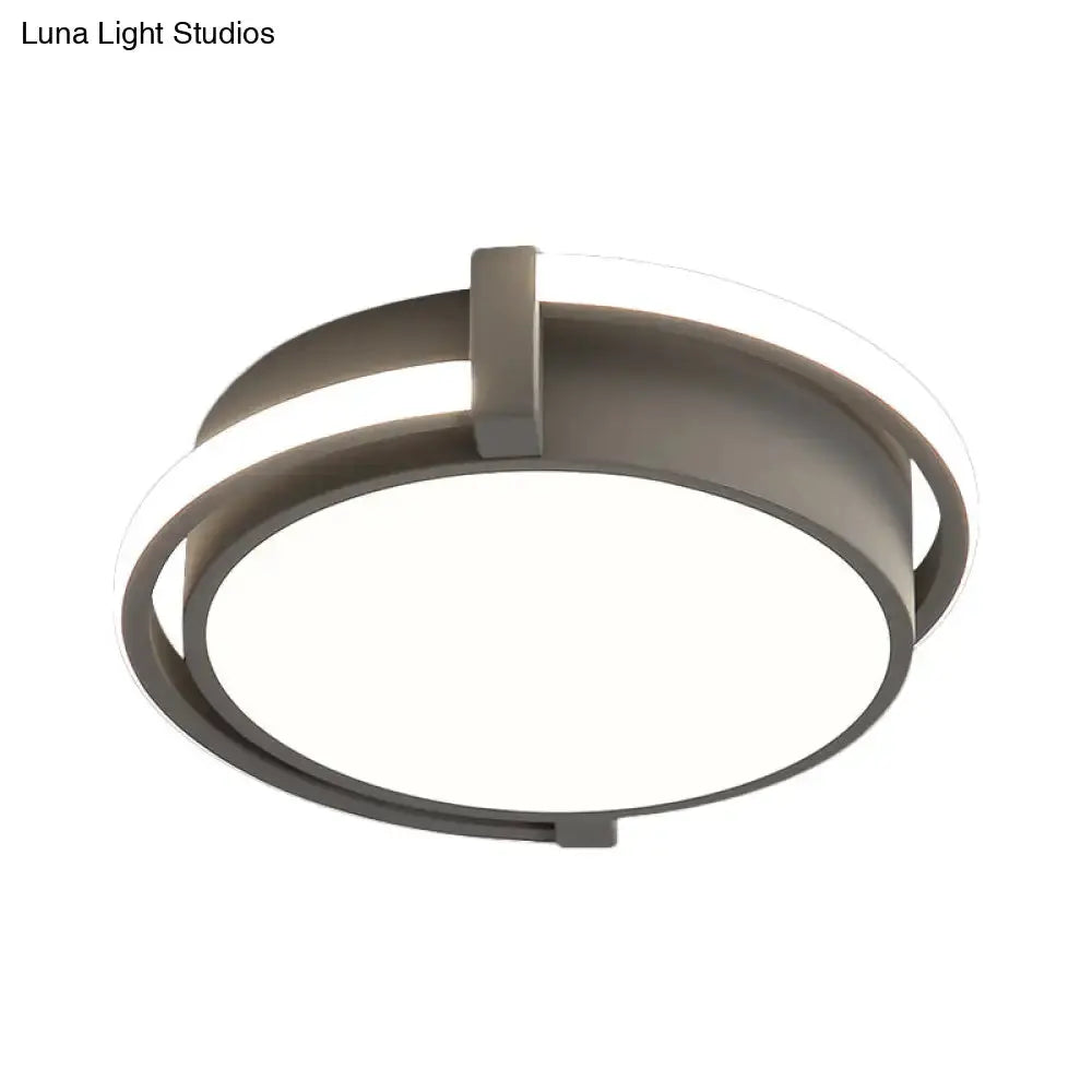Dorm Room Led Flushmount Ceiling Light With Minimalist Design And Acrylic Shade (Grey/White) -