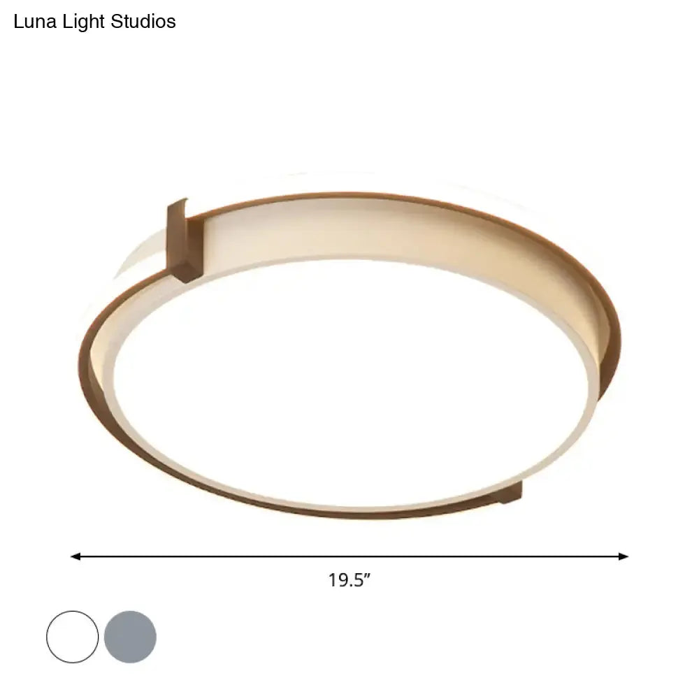 Dorm Room Led Flushmount Ceiling Light With Minimalist Design And Acrylic Shade (Grey/White) -