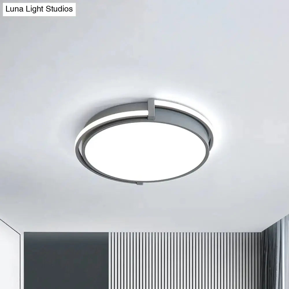 Dorm Room Led Flushmount Ceiling Light With Minimalist Design And Acrylic Shade (Grey/White) -