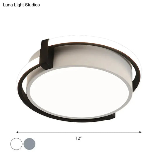 Dorm Room Led Flushmount Ceiling Light With Minimalist Design And Acrylic Shade (Grey/White) -