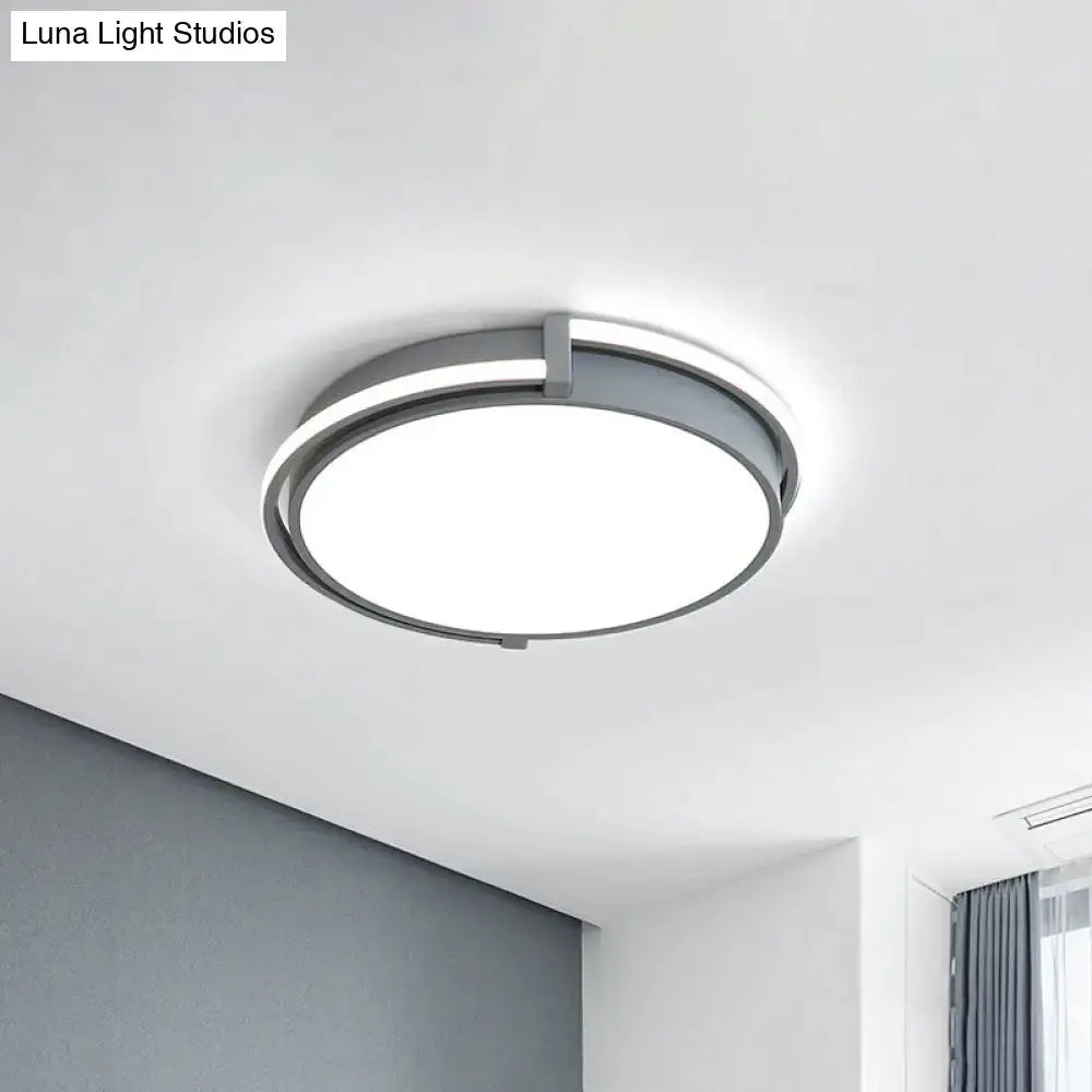 Dorm Room Led Flushmount Ceiling Light With Minimalist Design And Acrylic Shade (Grey/White) -