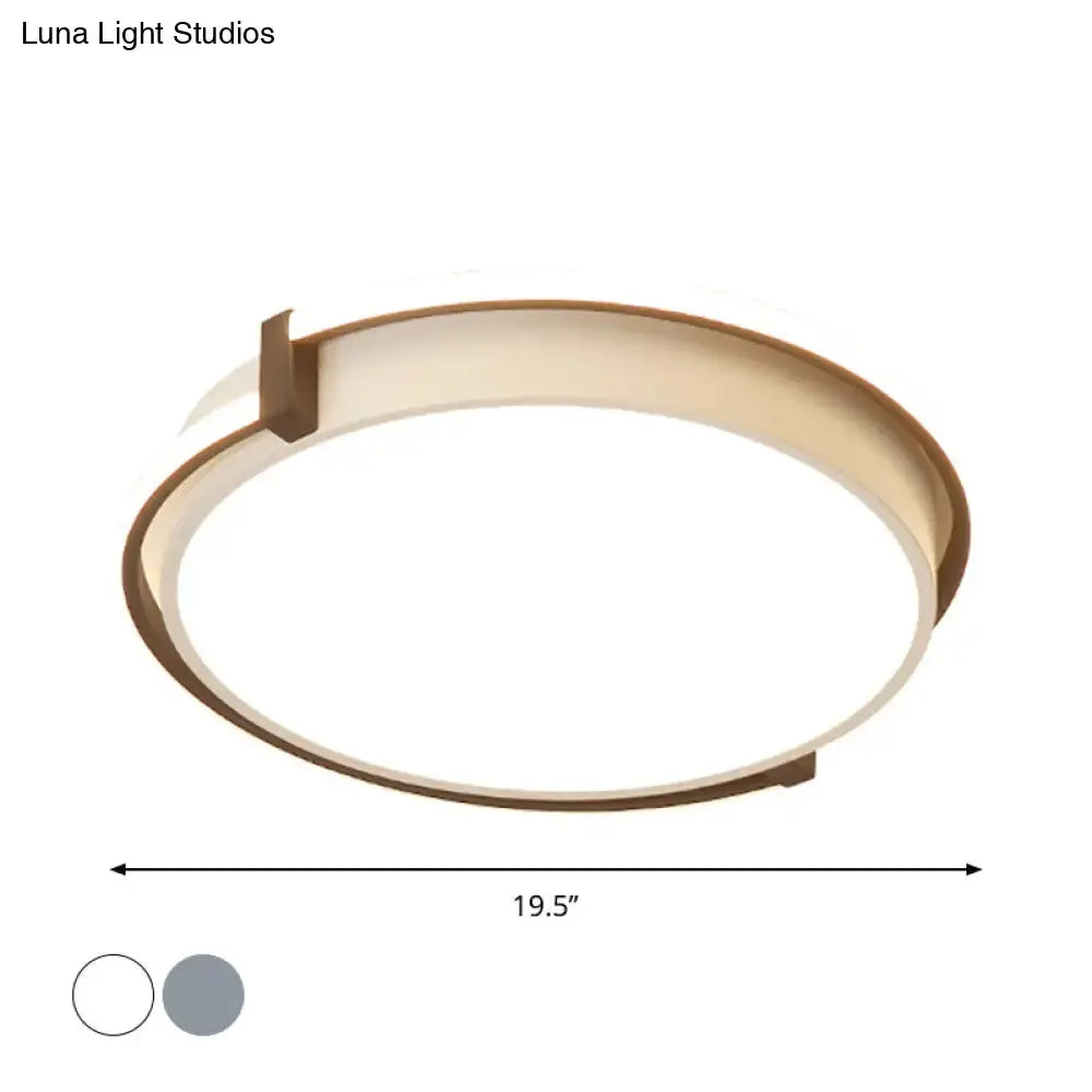 Dorm Room Led Flushmount Ceiling Light With Minimalist Design And Acrylic Shade (Grey/White) -