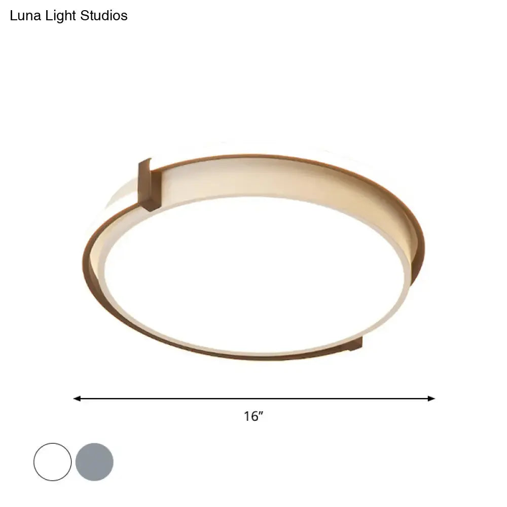 Dorm Room Led Flushmount Ceiling Light With Minimalist Design And Acrylic Shade (Grey/White) -