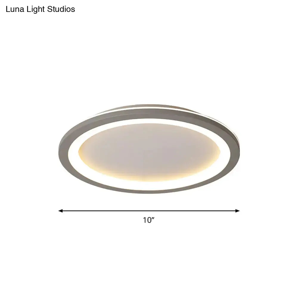 Sleek Disc-Shaped Led Bedroom Flush Mount Ceiling Light In Grey/White Multiple Sizes Available