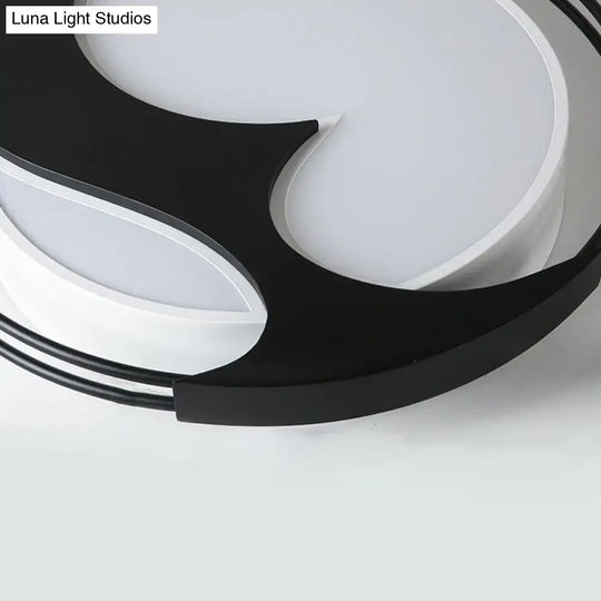 Abstract Pattern Led Ceiling Light For Kids Room Or Hotel - Round Acrylic Design In Black