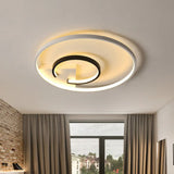 Acrylic 2-Hoop Led Flushmount Ceiling Light Fixture - 16/19.5 White/Black Bedroom Lighting
