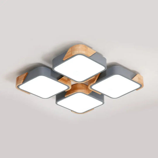 Acrylic 4-Square Led Ceiling Light: Nordic Style Flush Mount In Warm Or White Light For Nursing