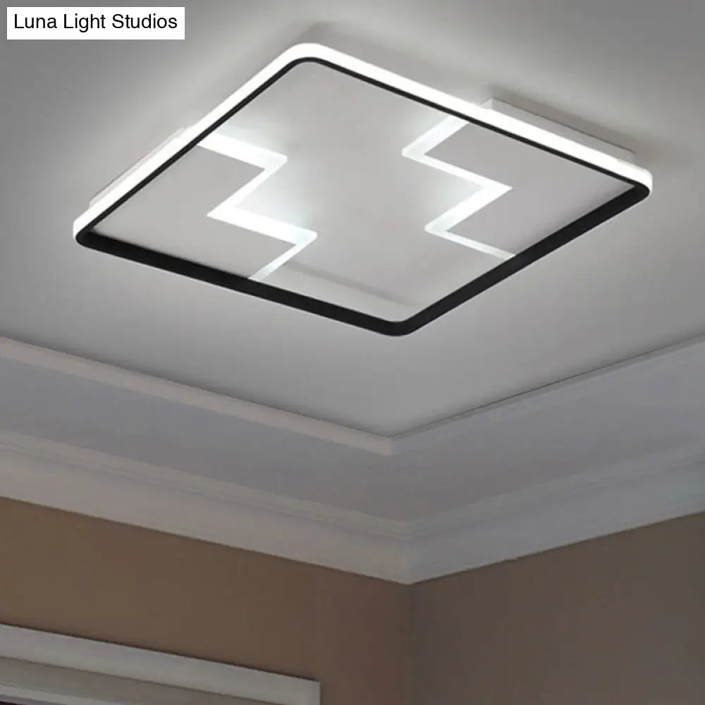 Acrylic Block Led Flush Ceiling Light Fixture - Simplicity Design 19/23/27.5 Wide White/Black