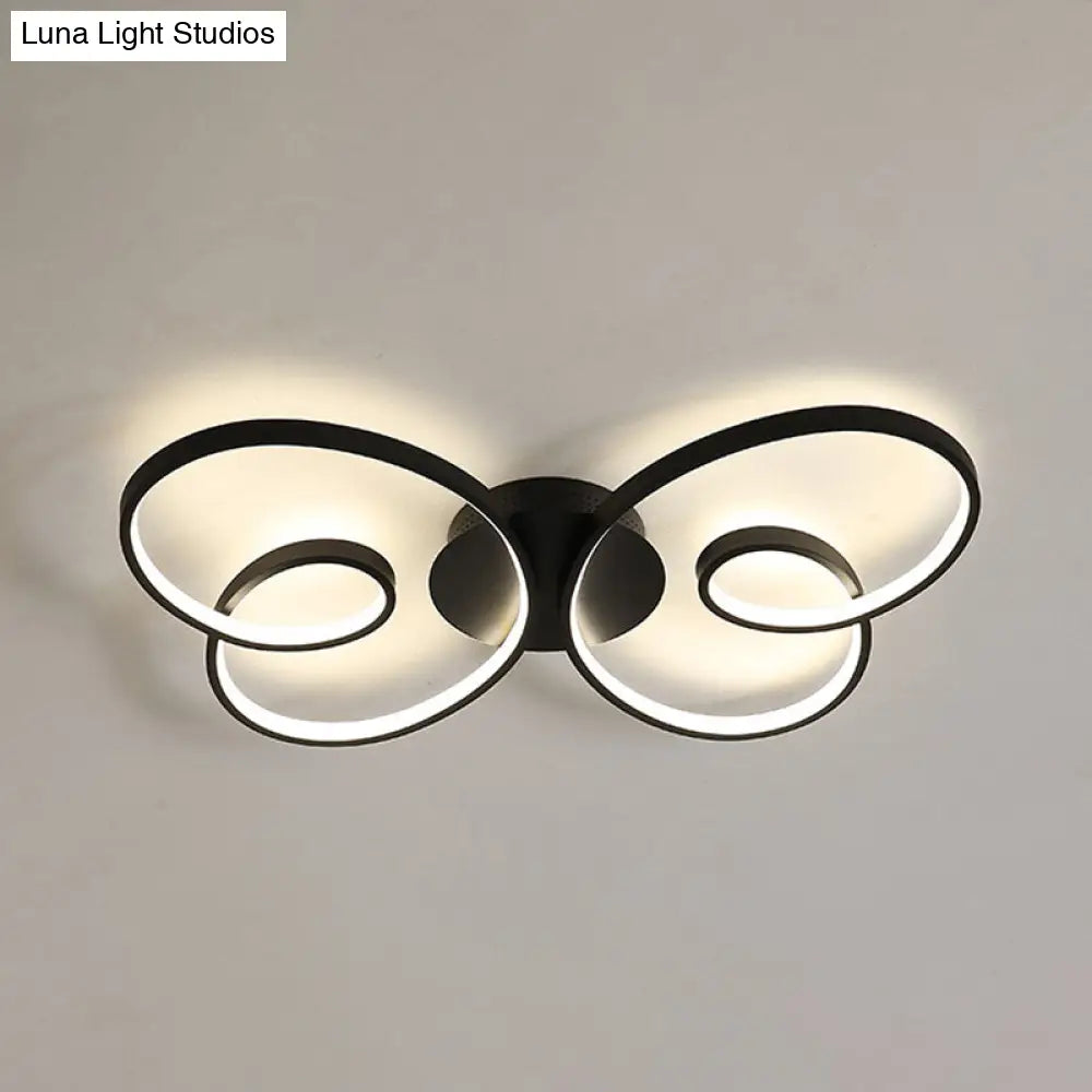 Acrylic Butterfly Led Flush Mount Spotlight: Minimalistic Black/White Ceiling Light