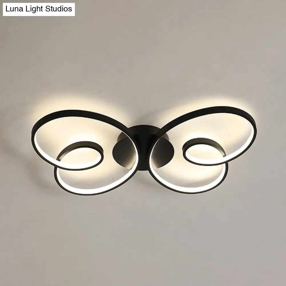 Acrylic Butterfly Led Flush Mount Spotlight: Minimalistic Black/White Ceiling Light