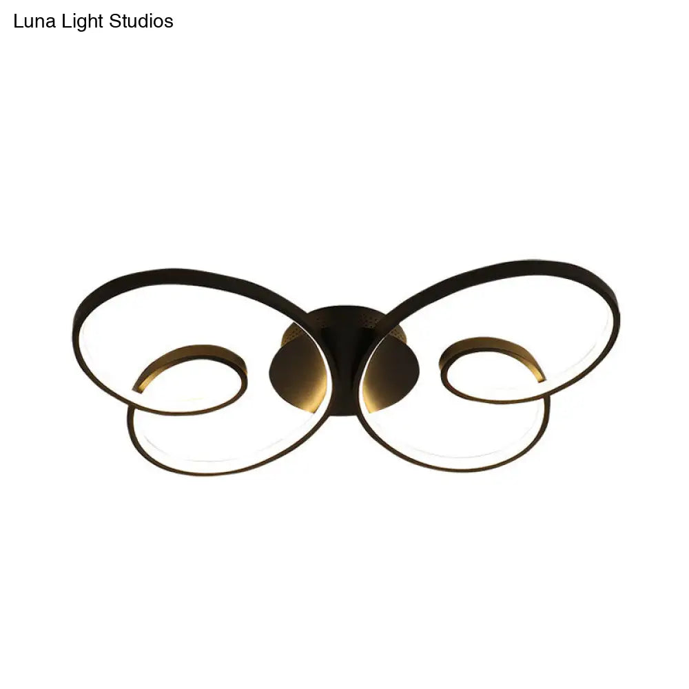 Acrylic Butterfly Led Flush Mount Spotlight: Minimalistic Black/White Ceiling Light