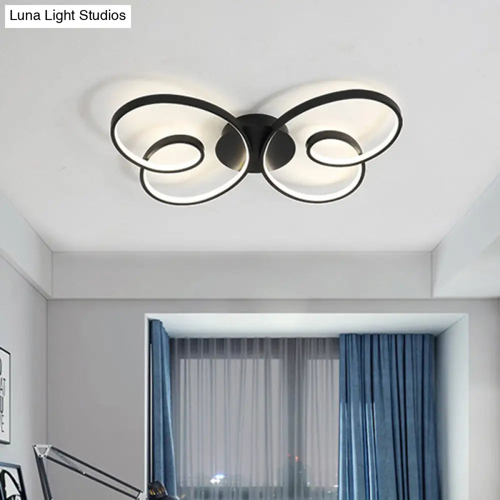 Acrylic Butterfly Led Flush Mount Spotlight: Minimalistic Black/White Ceiling Light Black