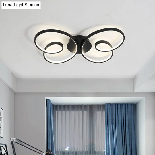 Acrylic Butterfly Led Flush Mount Spotlight: Minimalistic Black/White Ceiling Light Black