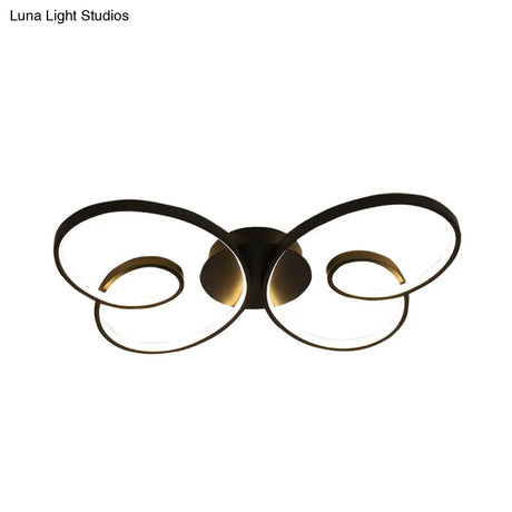 Acrylic Butterfly Led Flush Mount Spotlight: Minimalistic Black/White Ceiling Light