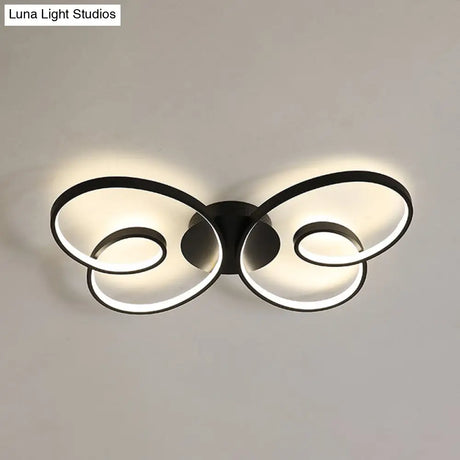 Acrylic Butterfly Led Flush Mount Spotlight: Minimalistic Black/White Ceiling Light
