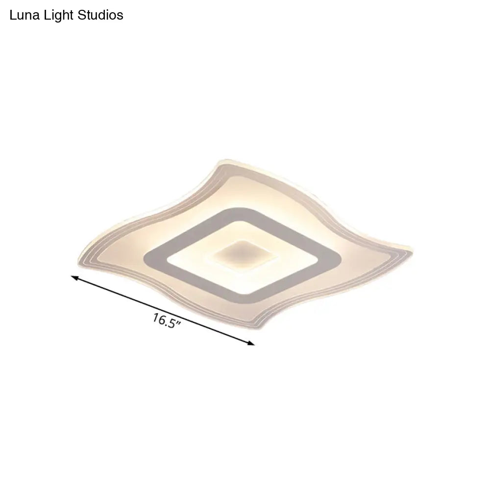 Acrylic Carpet Flush Ceiling Light - Modern Led Mount Lamp | 16.5’/20.5’/23.5’ Wide Warm/White