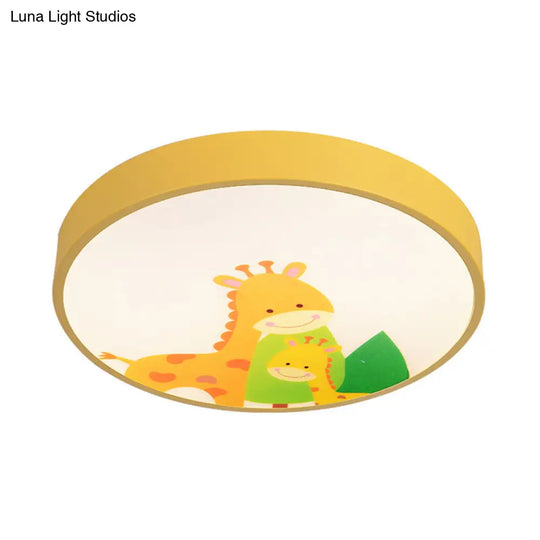 Acrylic Cartoon Flush Mount Ceiling Light For Kids Bedroom Yellow / White Giraffe
