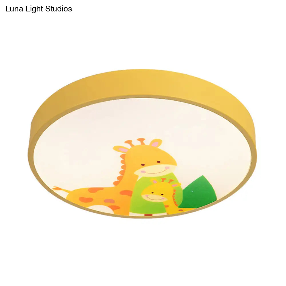 Acrylic Cartoon Flush Mount Ceiling Light For Kid’s Bedroom Yellow / White Giraffe
