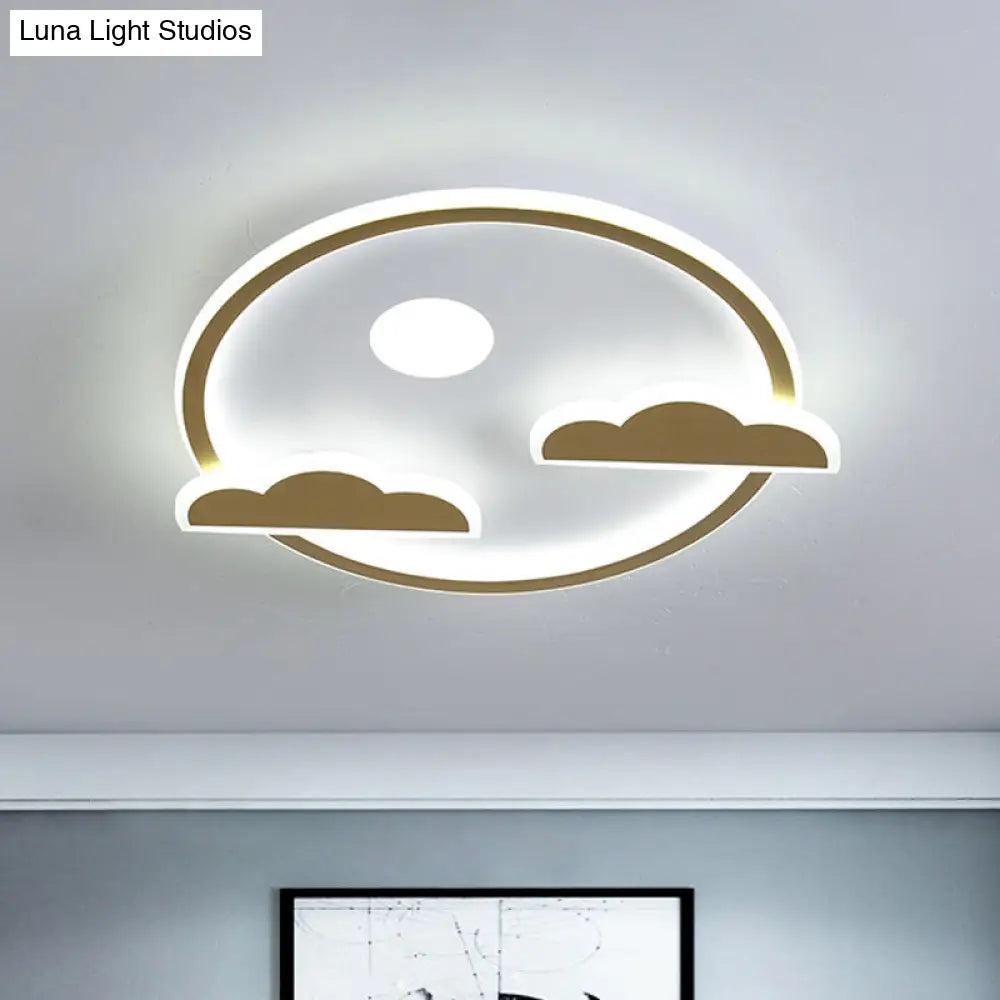 Acrylic Cloud And Moon Nordic Led Gold Ceiling Light With White/Warm Glow / Warm