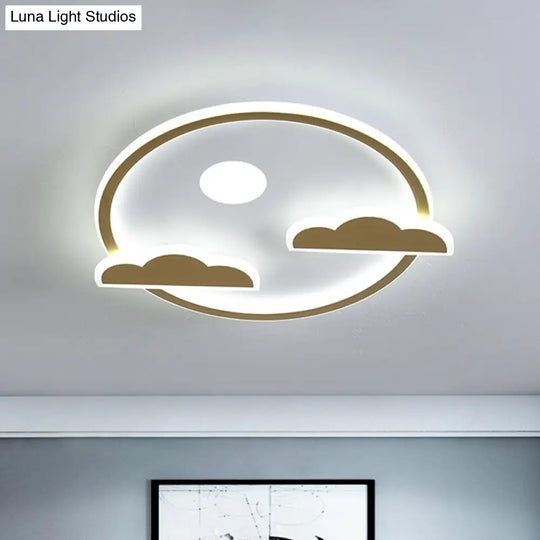 Acrylic Cloud And Moon Nordic Led Gold Ceiling Light With White/Warm Glow / Warm