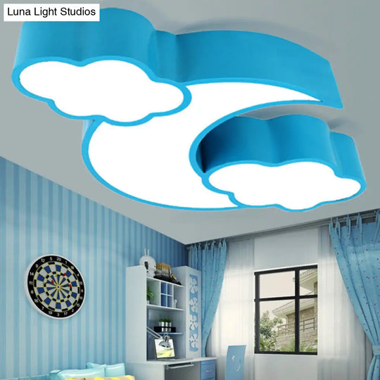 Acrylic Cloud And Moon Nursery Ceiling Light Fixture For Kindergarten Nursing Room Blue / 26 Third