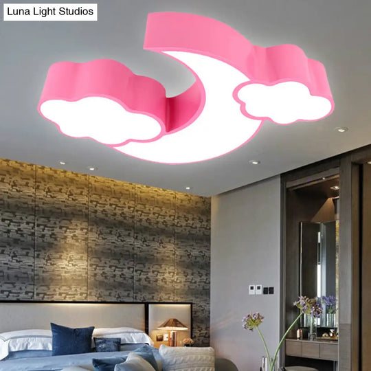Acrylic Cloud And Moon Nursery Ceiling Light Fixture For Kindergarten Nursing Room
