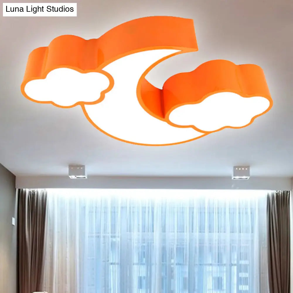 Acrylic Cloud And Moon Nursery Ceiling Light Fixture For Kindergarten Nursing Room Orange / 26 Third
