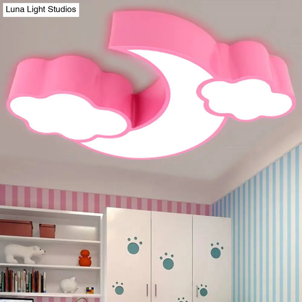 Acrylic Cloud And Moon Nursery Ceiling Light Fixture For Kindergarten Nursing Room Pink / 26 Third