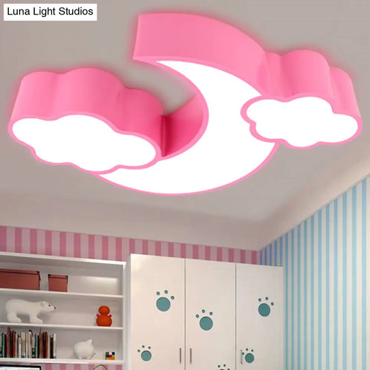 Acrylic Cloud And Moon Nursery Ceiling Light Fixture For Kindergarten Nursing Room Pink / 26 Third