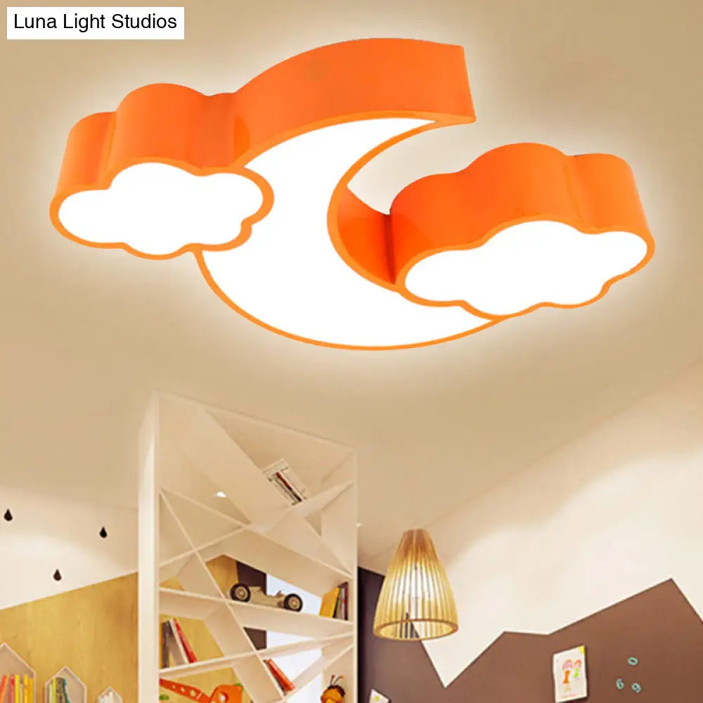 Acrylic Cloud And Moon Nursery Ceiling Light Fixture For Kindergarten Nursing Room