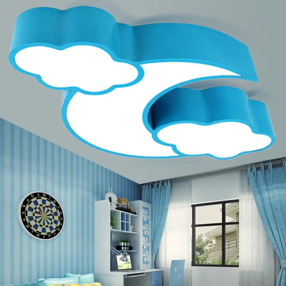 Acrylic Cloud And Moon Nursery Ceiling Light Fixture For Kindergarten Nursing Room Blue / 26’