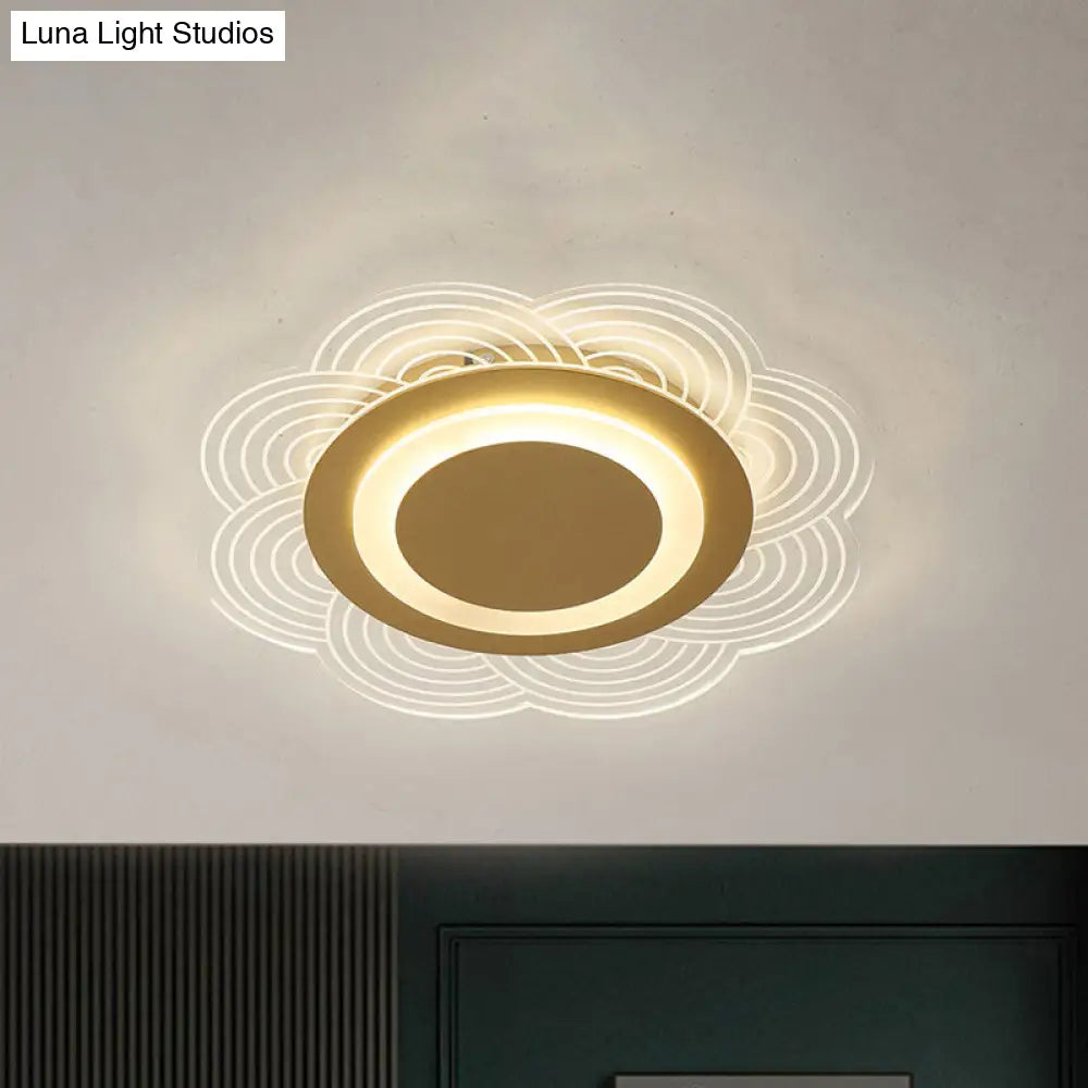 Acrylic Flower Ceiling Fixture Led Flush Mount Light In Warm/White For Bedroom Décor