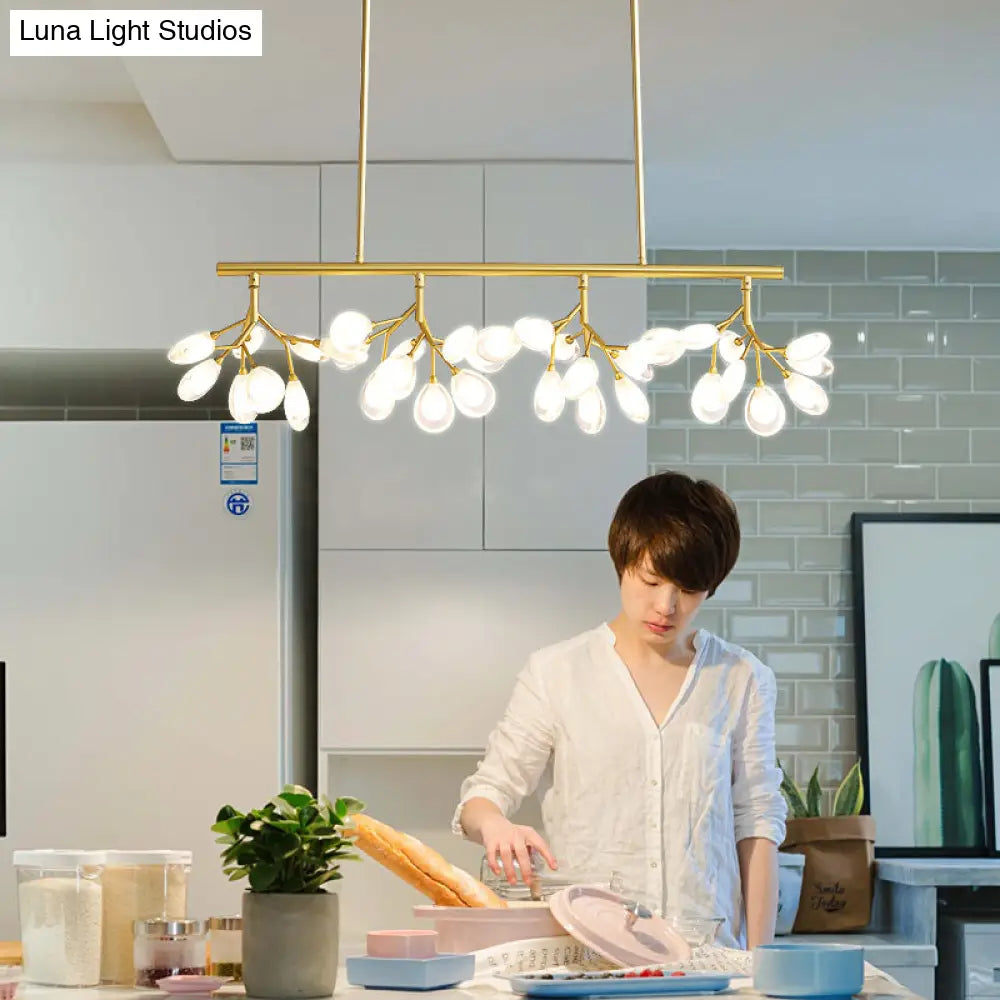 Acrylic Island Lighting Fixture: Simplicity Design With 36 Bulbs - Perfect For Dining Rooms!