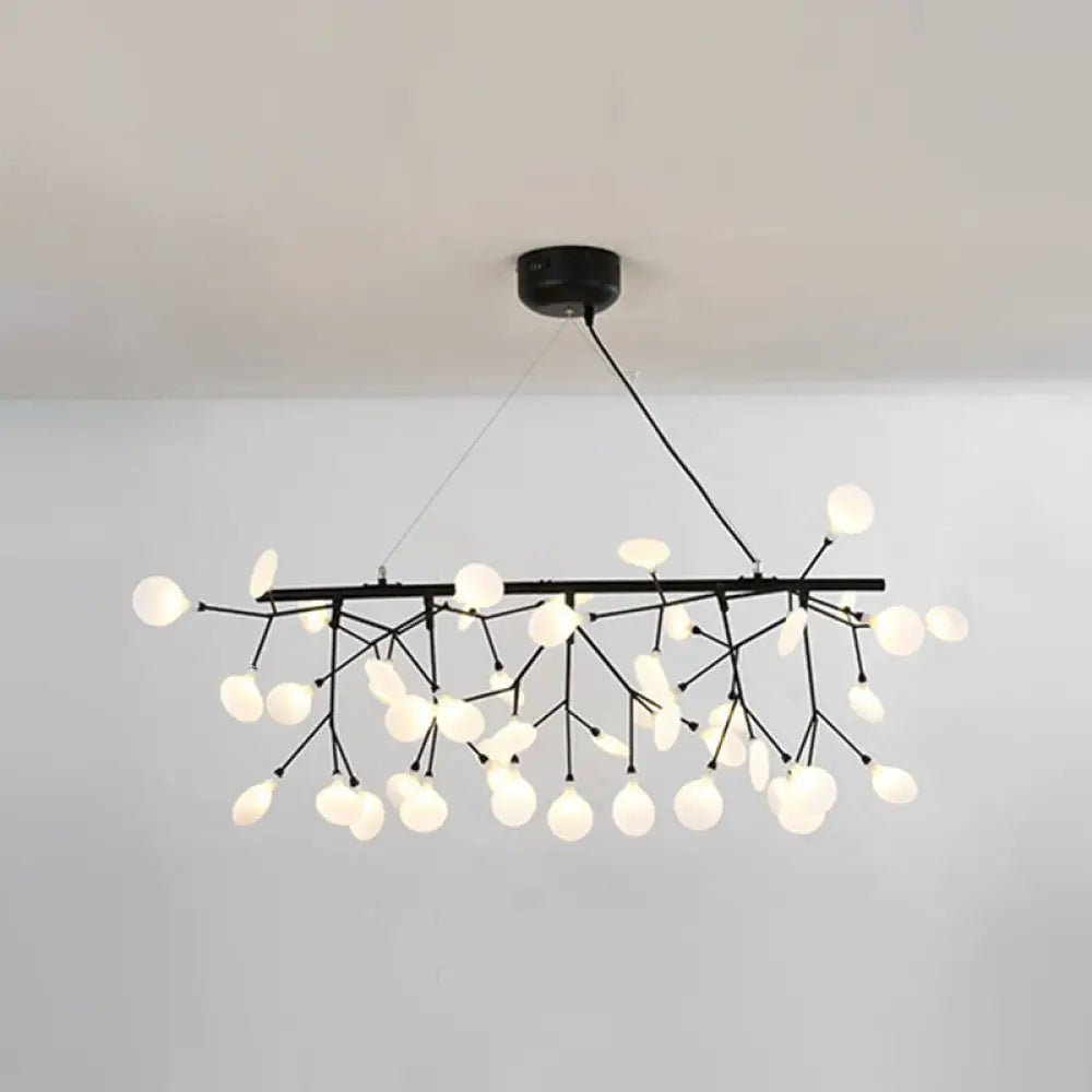 Acrylic Leaf-Shaped Led Hanging Light Fixture For Dining Room - Modern Island Lighting 45 / Black