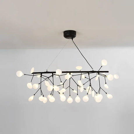 Acrylic Leaf-Shaped Led Hanging Light Fixture For Dining Room - Modern Island Lighting 45 / Black