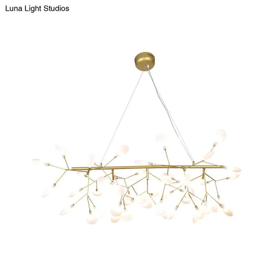 Acrylic Leaf-Shaped Led Hanging Light Fixture For Dining Room - Modern Island Lighting
