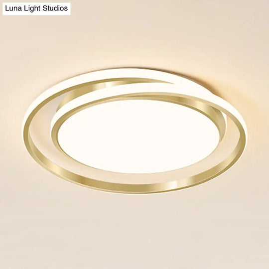 Acrylic Led Ceiling Lamp In Brushed Gold - Simple Style Flush Mount For Bedroom