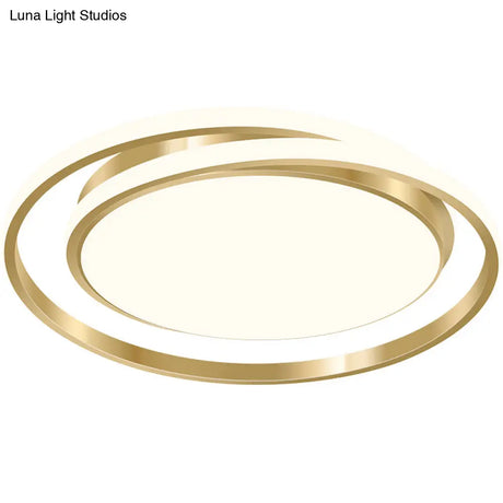 Acrylic Led Ceiling Lamp In Brushed Gold - Simple Style Flush Mount For Bedroom