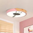 Acrylic Led Flushmount Lighting - Macaroon Ring With Giraffe Pattern Pink/Yellow/Blue 12’/16’