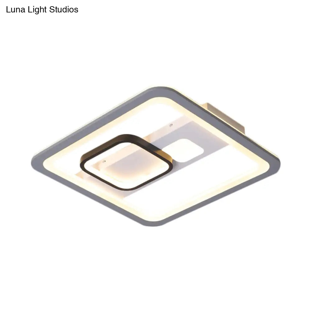 Acrylic Led Grey Ceiling Light In Warm/White - 16’/19.5’/23.5’ Square Flush Mount