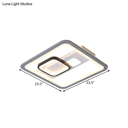 Acrylic Led Grey Ceiling Light In Warm/White - 16/19.5/23.5 Square Flush Mount
